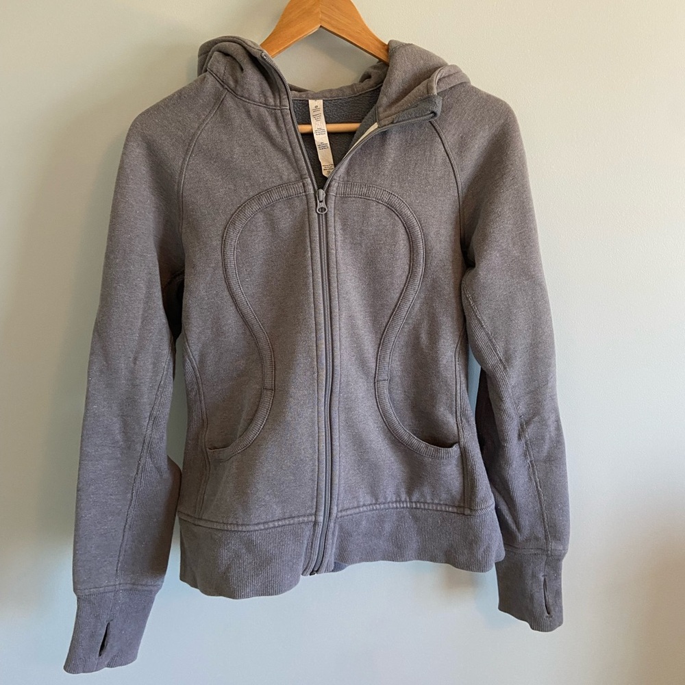 Lululemon Scuba Gray sparkle Zip-Up Hoodie Size 8